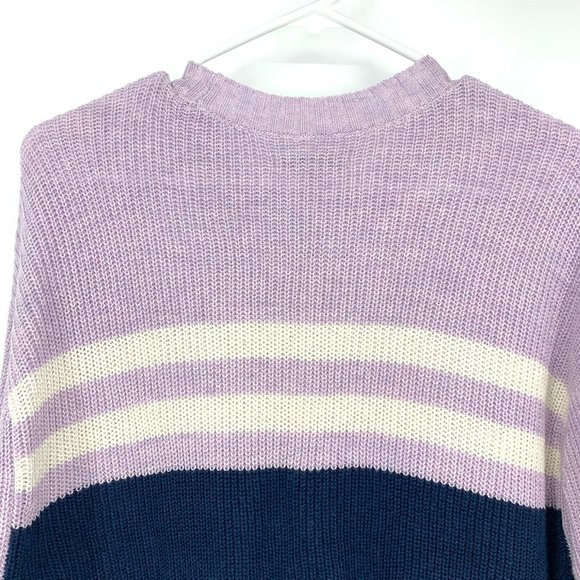 American Eagle Sweater Purple Blue Colorblock Stripe Pullover Knit - Picture 8 of 9